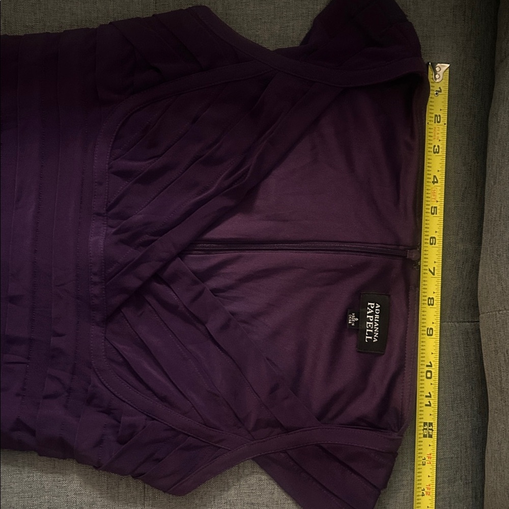 Adrianna Papell Elegant Deep Purple V-Neck Cap Sleeve Cocktail Dress Size 6 - Picture 11 of 11